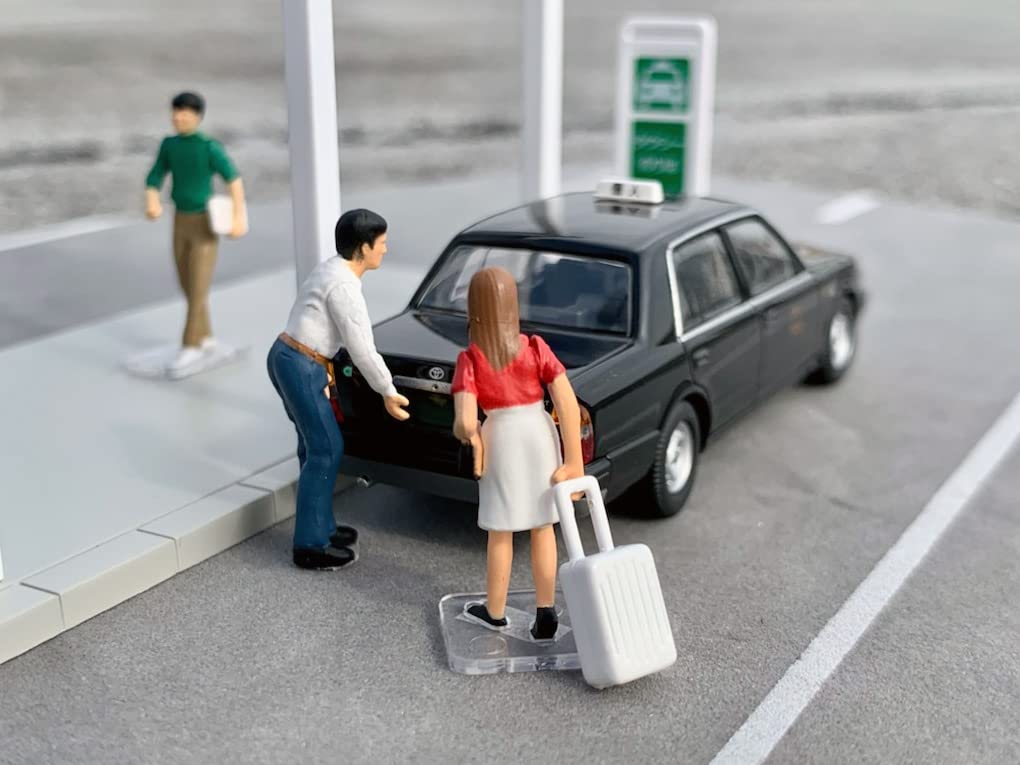 TOMYTEC DioColle 64 04b Taxi Stand Toyota Crown Figure and Accessories Partially Complete Miniature Car Set 1/64 #CarSnap (Includes Comfort) ABS/PVC