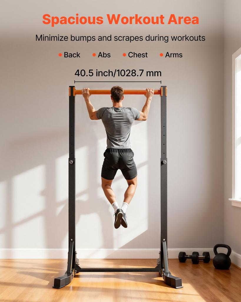 VEVOR Pull Up Bar, 150kg Capacity Portable Pullup Bar Station, Pullup Bars Free Standing with H-Frame Structure & Heavy-Duty Steel Tube