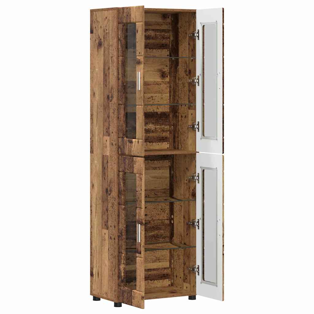 FLORIN Highboard with Doors Reclaimed Wood Look 60 x 35 x 182 cm Particleboard