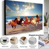 Sunset Galloping Horse Canvas Art: Framed Landscape Animal Print for Indoor Decor
