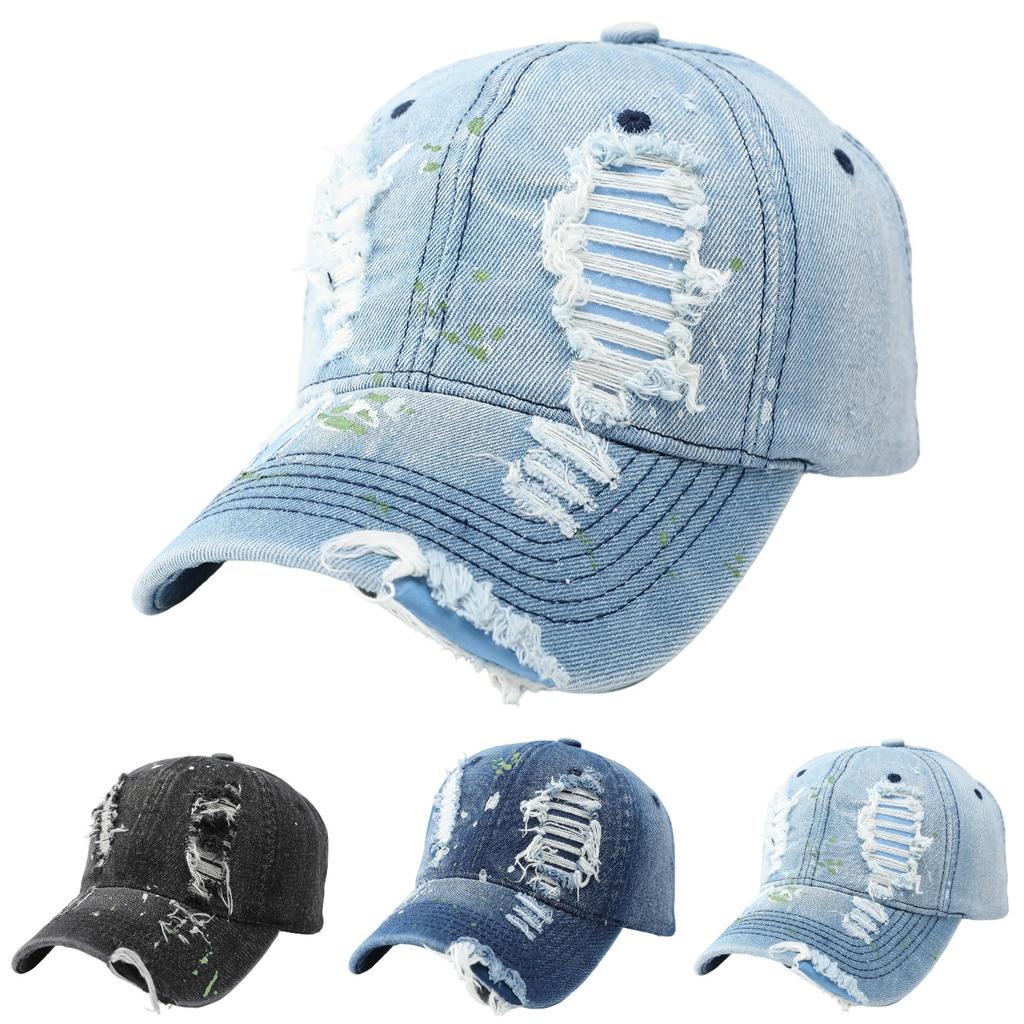 New washed ripped baseball cap for women, European and American enlarged and deepened peaked cap, big head circumference hat for men