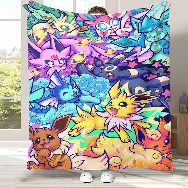 

Kawaii Pokemon Pikachu Cartoon Flannel Blanket,Ultra Soft Warm Plush Throw for Home Bedroom Bed Sofa Cover Office Camping gift 75x90cm