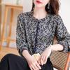 Printed Chiffon Shirt Spring and Autumn New Fashionable Style Shirts Women's Age-reducing Tops