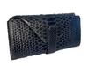 GUODI Garcon Wallet, Genuine Python Leather, for Men and Women, TK-20LW148, Snakeskin Leather Wallet, Garcon Style, Unisex (Black)