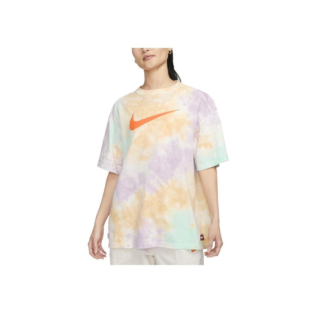 Nike Logo Print Vintage American Sport Casual Round Neck Short Sleeve T-Shirt Women Tops Multicolor FJ7731-885