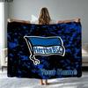1PC Hertha BSC Custom Name Patterned Flannel Blanket Suitable For All Seasons for Home Decor Warmth and Comfort Gifts Holiday Present