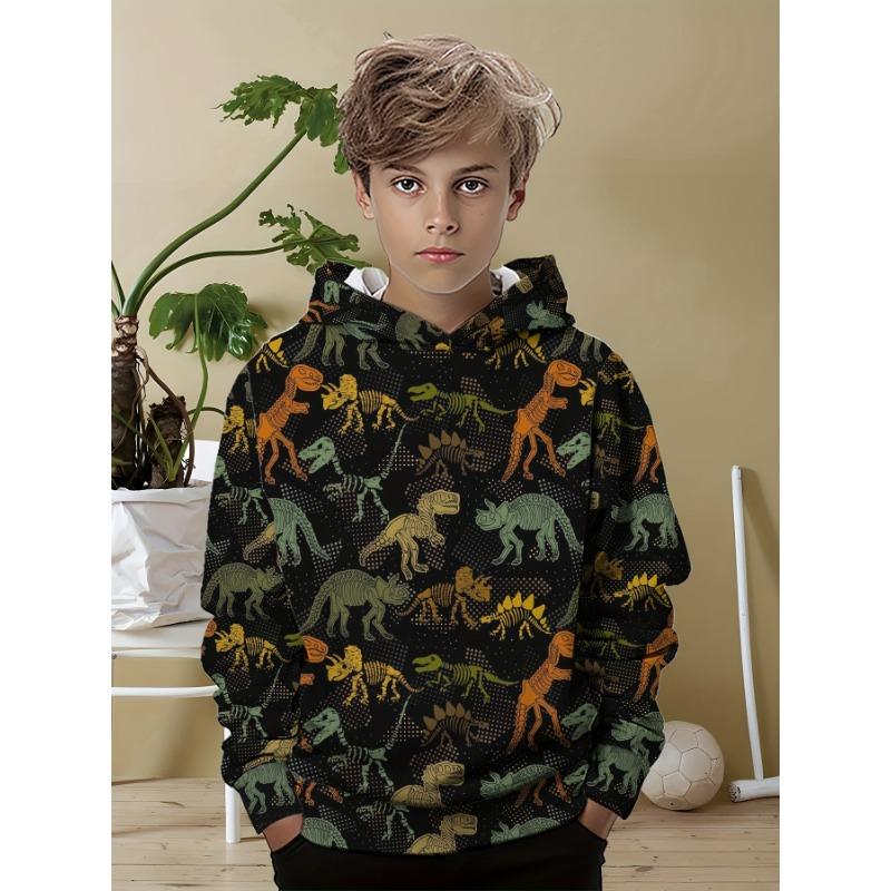 Kids Clothes Boys Hoodies Long Sleeve 3D Dinosaurs Print Children Spring Fall Clothes Casual Stylish Outdoor Boy Clothes Tops
