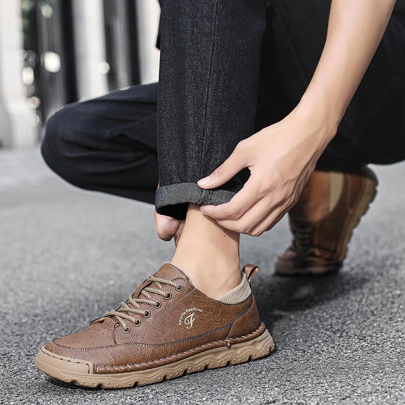 Fashion Fashionable Soft Comfortable Men Leather Oxford Shoes Large-sized Quality Handmade Casual Shoes Men Outdoor Toe Protection Shoes