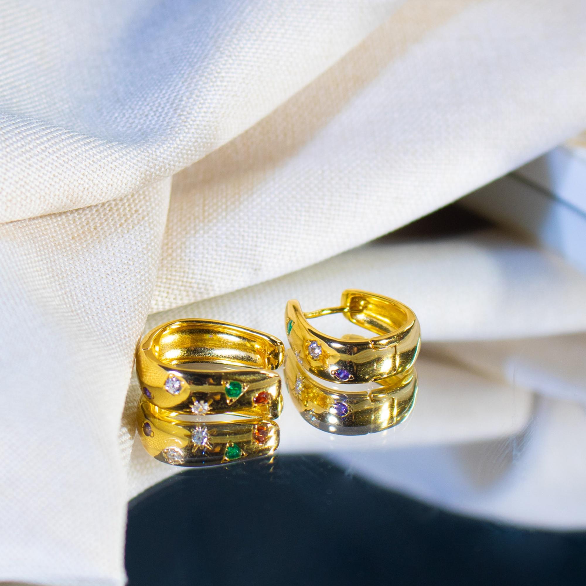 

Винтажные не тускнеющие женские серьги из серебра 925 пробы с разноцветным цирконием и позолотой для женщин разноцветный