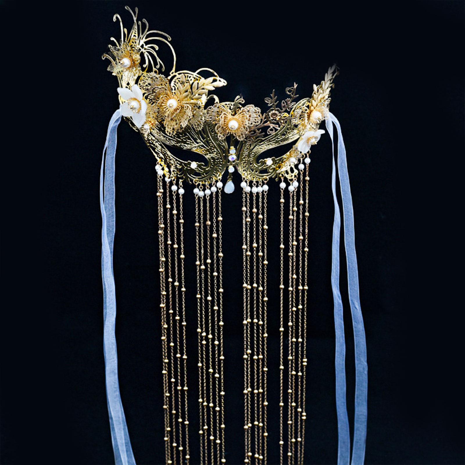 

Exquisite Alloy Tassel Mask Artistic Tassels Face Ornament Suitable For Hanfu Gatherings And Celebrations