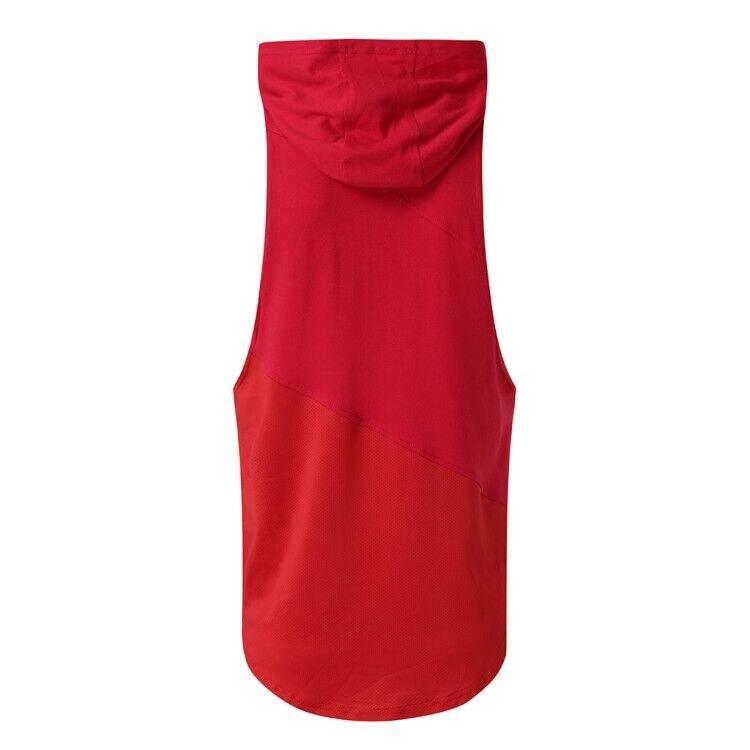 Muscleguys Summer Hooded Solid Sleeveless Top Thin Casual Loose Fitness Vest American Patchwork Clothes