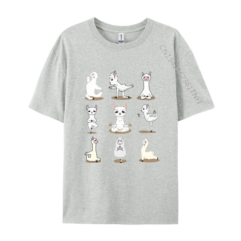 Llama Yoga Poses Yoga Peace Summer TShirt Casual Cotton Mens Tops T Shirt Normal On Sale T Shirt Black