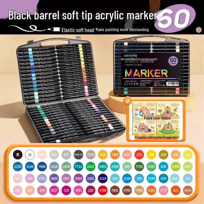 Kleine schwarze Box Acryl-Softspitzen-Markerstift für Kunstprojekte von Schülern und Kleinkindern
