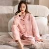 Women's Layered Cotton Pajamas - Autumn/Winter Long Sleeve Lapel Set for Home