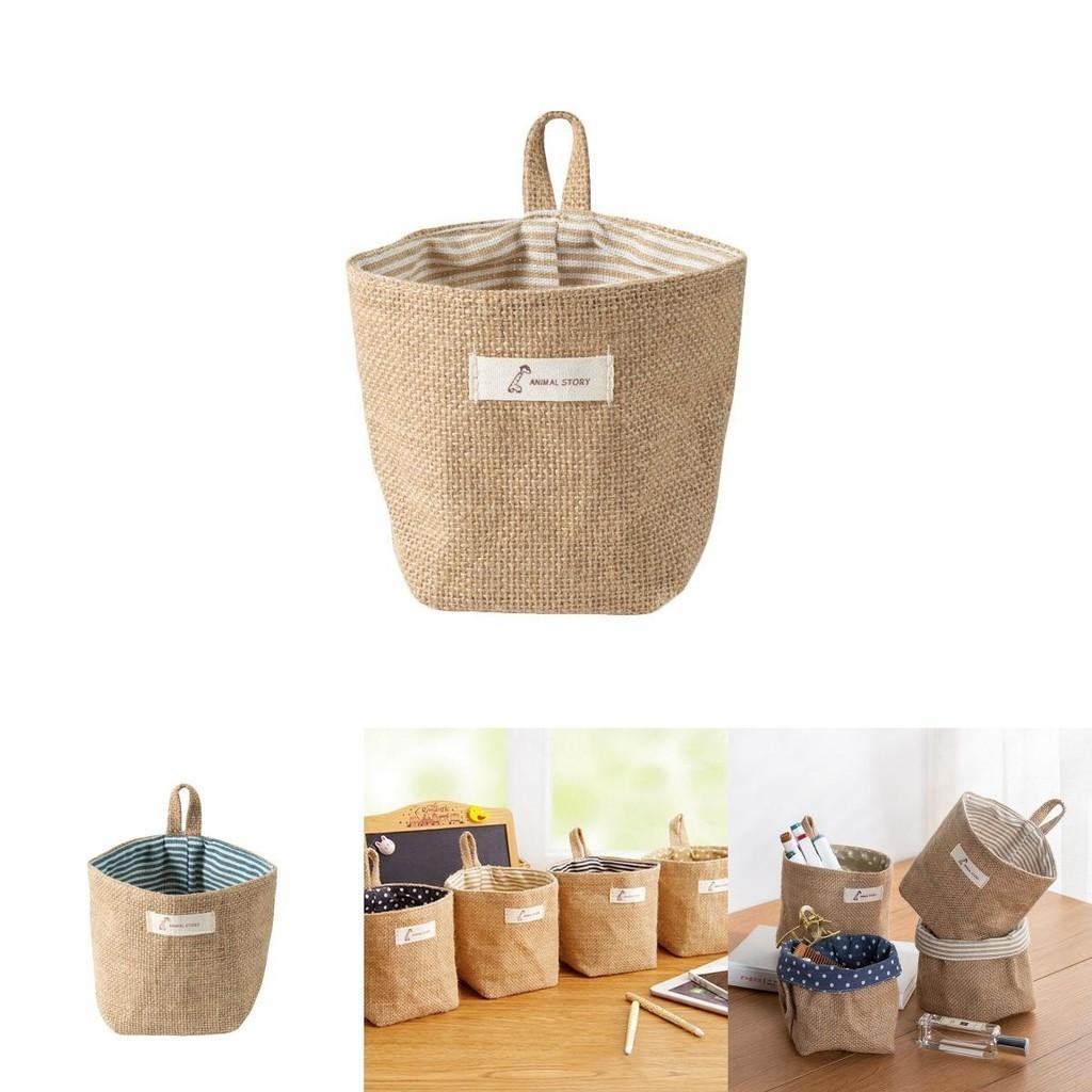 Stylish Cotton Linen Wall Hanging Mini Storage Basket For Kids Toy Sundries Organizer