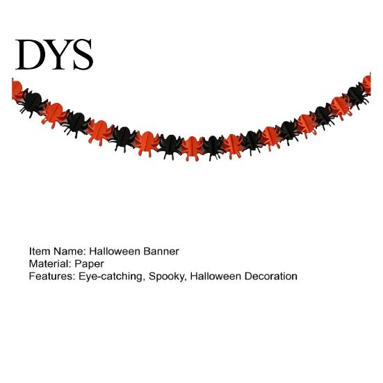 Classroom Garden Party Wall Hangings 10FT Halloween Garland, Spooky Skull Pumpkin Spider Hanging Paper Bunting Easy Assembly Holiday Banners