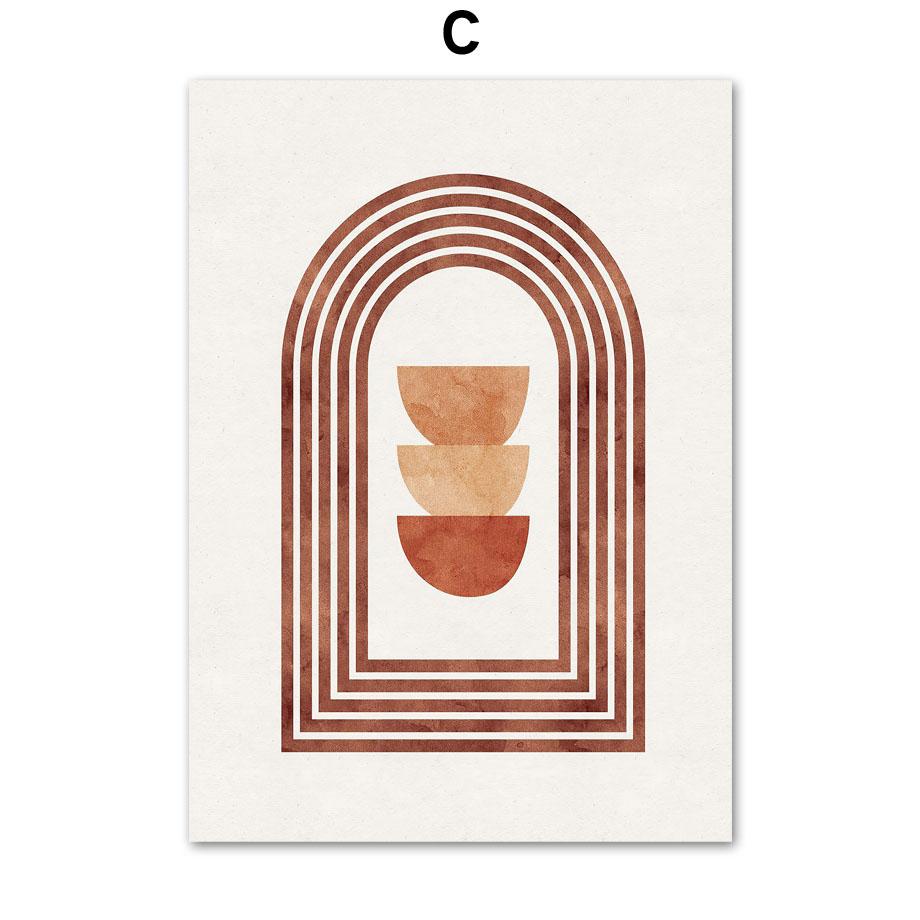 Boho Abstract Geometric Lines Coral Leaves Wall Art Canvas Painting Nordic Posters And Print Wall Pictures For Living Room Decor