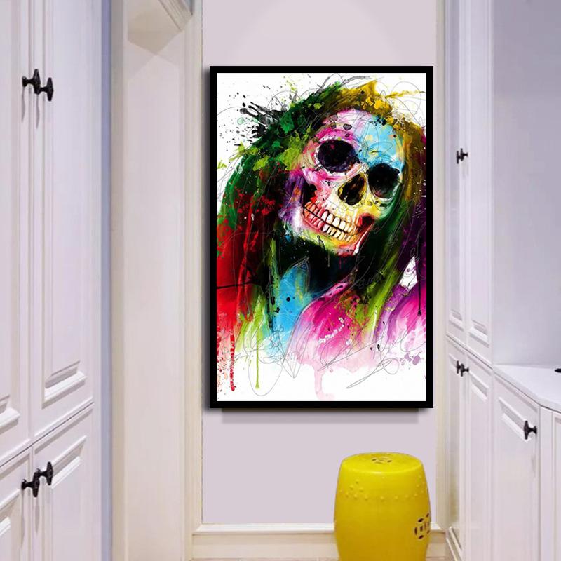 Patrice bunte Skelett Leinwand Malerei Rocky Steampunk Cuadros Decoracion Salon Teenager Küche Poster Horror Küche