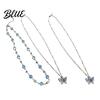 Lightweight Butterfly Jewelry Blue Necklace Women Rhinestone Choker Pendant Versatile