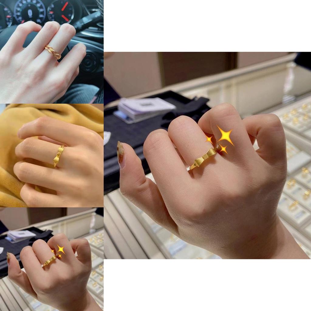 Delicate Brass Gold Coated Bowknot Ring Beautiful Twisted Design Adjustable For Ladies