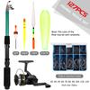 Fishing Rod and Reel Combo 127pcs Fishing Tackle Set Telescopic Fishing Rod Pole with Spinning Reel Floats Hooks Accessories