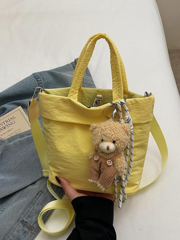 Street Style Nylon Square Bag For Women Teen Fashion Lightweight Crossbody Bag With Stitching Detail