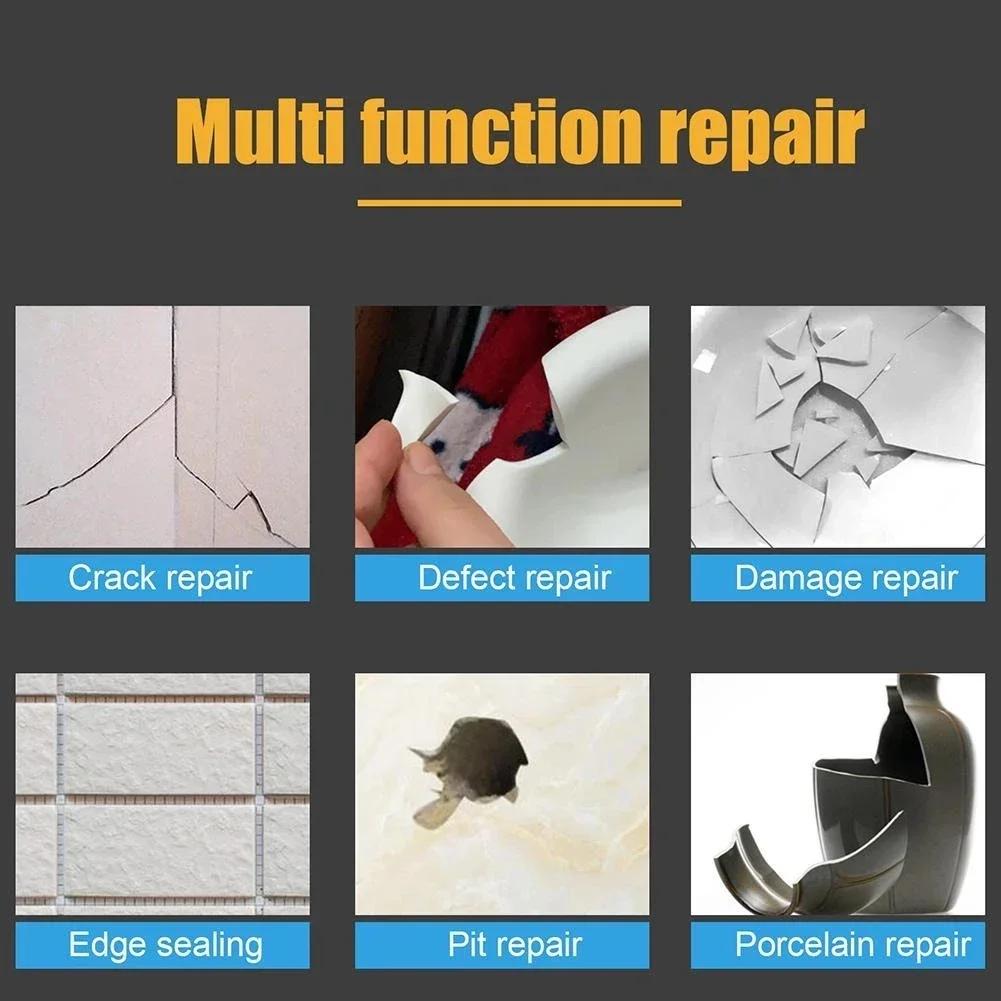 Ceramic Repair Paste Floor Tile Adhesive Tile Agent Tub Tile and Shower Repair Kit Porcelain Repair for Crack Chip 2pcs
