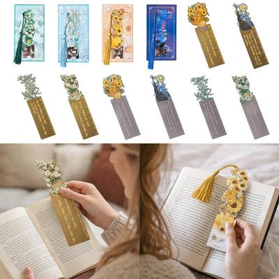 Painting Metal Bookmark Sunflower Oil Painting Bookmarks Pagination Mark School Office Supplies