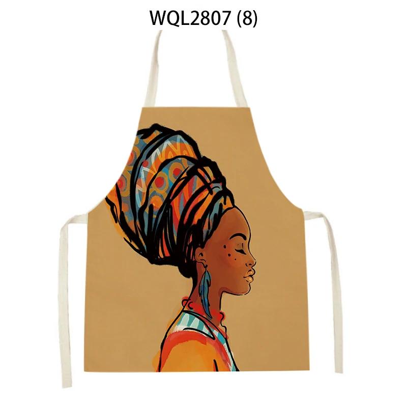 Cartoon African Woman Pattern Kitchen Sleeveless Aprons Home Cleaning Cooking Apron Baking Accessories Household Pinafores