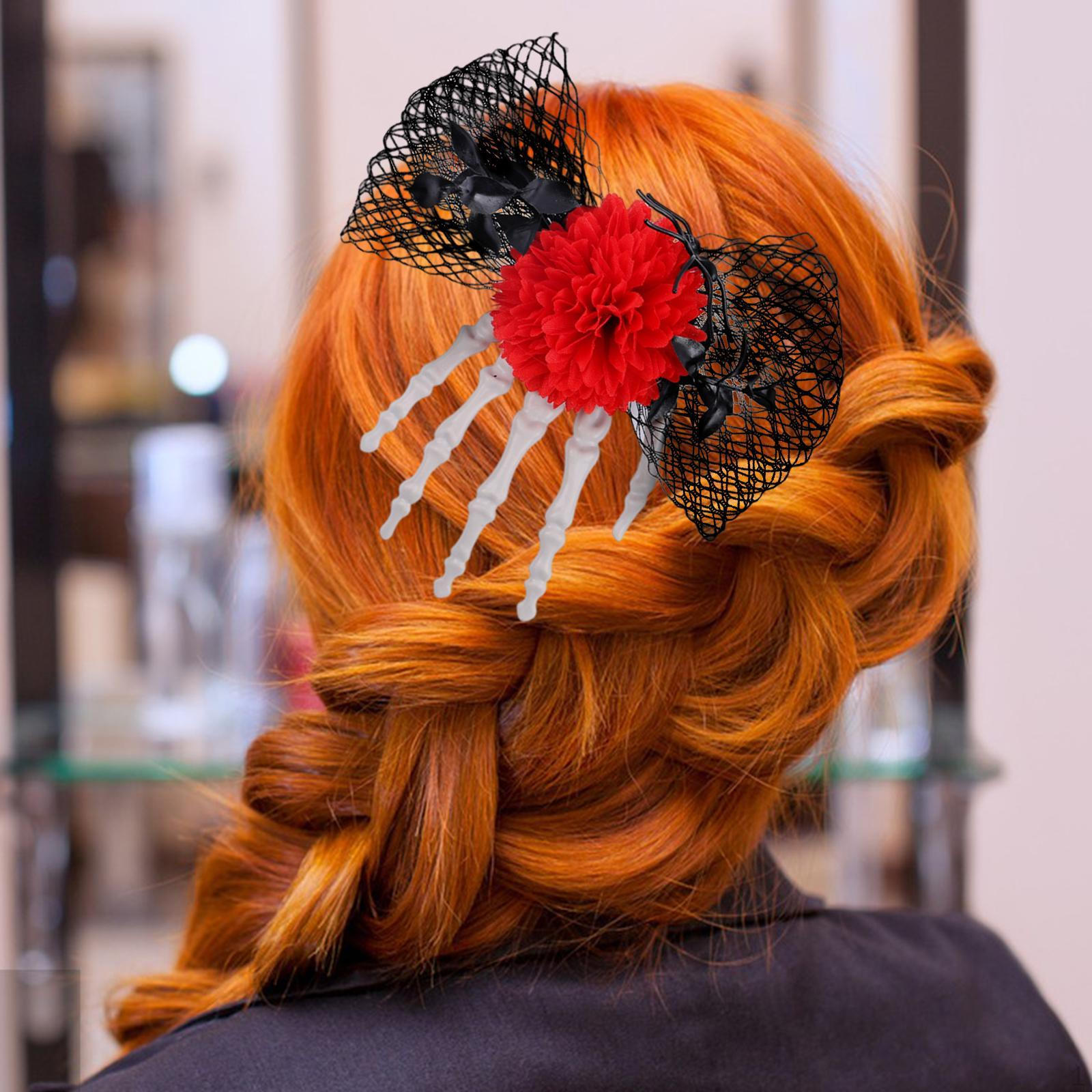 

Заколка для волос на Хэллоуин, креативный головной убор для косплея для выступления Red Flower 16cmx16cm