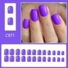 24 Pcs Purple Full Cover Stick On Nail Solid Color Press On Nail Reusable Artificial Nail Short Square False Nail
