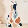Women Plus Size Two Piece Set Printed 3 4 Sleeve Open Cardigan Sleeveless Round Neck Tie Waist Flared Dress