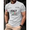 T-shirt estiva da uomo europea e americana con stampa di lettere di Milano, morbida e traspirante, girocollo, top casual da esterno urbano