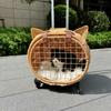 Rattan Haustier Rollkoffer Tragbarer Reisekorb Katzenbett Auto Flugzeugbox Kreativer Handgehaltener Katzenkäfig