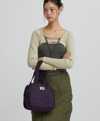 Macni Checker Square Shoulder Bag Navy Check