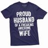 Men's Proud Husband of Awesome Wife T-shirt Anniversary Birthday T-shirt Gift for Husband Valentine's Day Unique Gift Idea
