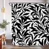 1pc Simple modern black and white printed shower curtain, polyester fabric, machine washable, suitable for bathroom decoration