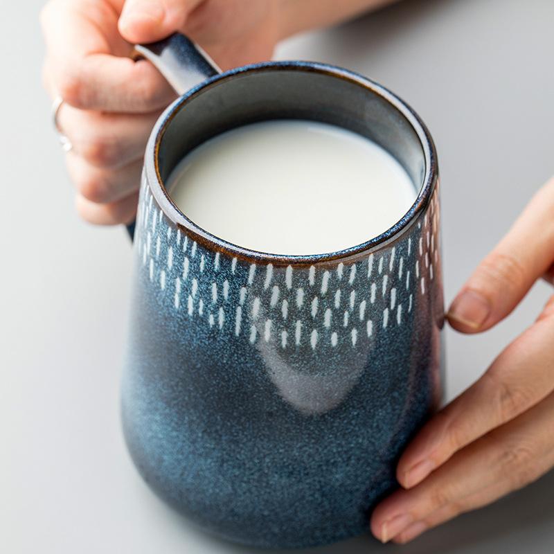 Export Starry Large Ceramic Water Cup Large Capacity Household Gift Retro Coffee Cup