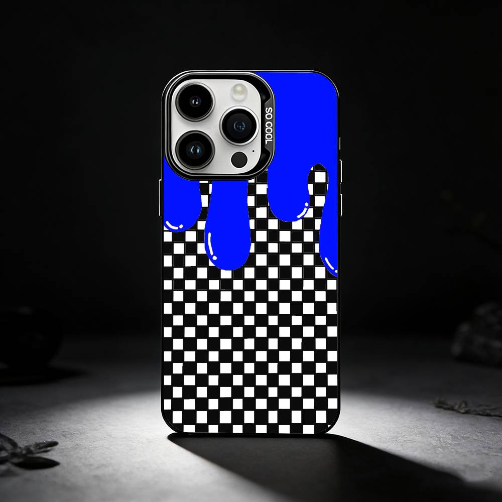 checkerboard chess board Phone Case For iPhone 17,16,15,14,13,12,11 Plus,Pro Max,XS,Colored silver phone case