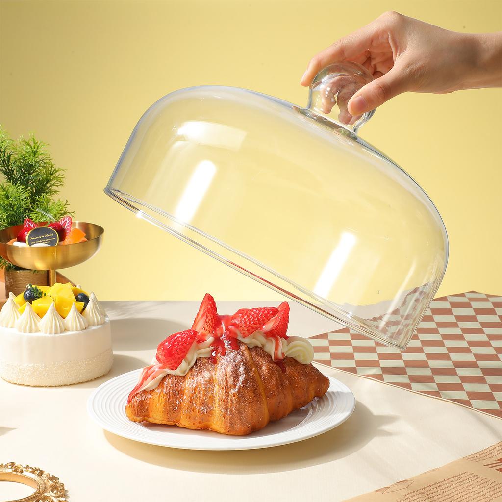 Practical Food Dust Cover Insect-proof Dish Cover Transparent Food Tent Food-grade Transparent Dustproof Cake Glass Lid Dome