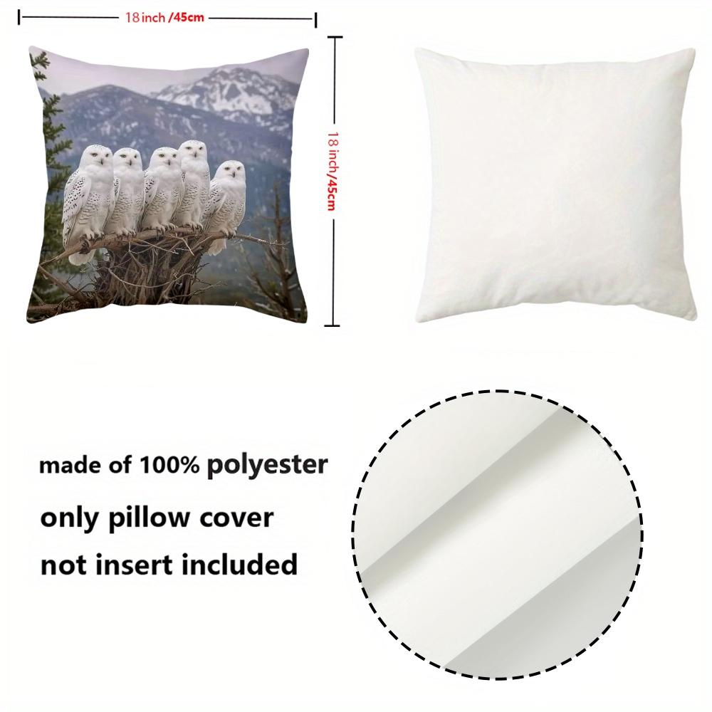 Barn Owl Decorative Pillows With Nest And Mountain Scenes Polyester Pillowcase, Sofa Decorative Cushion Cov Headboard Pillow