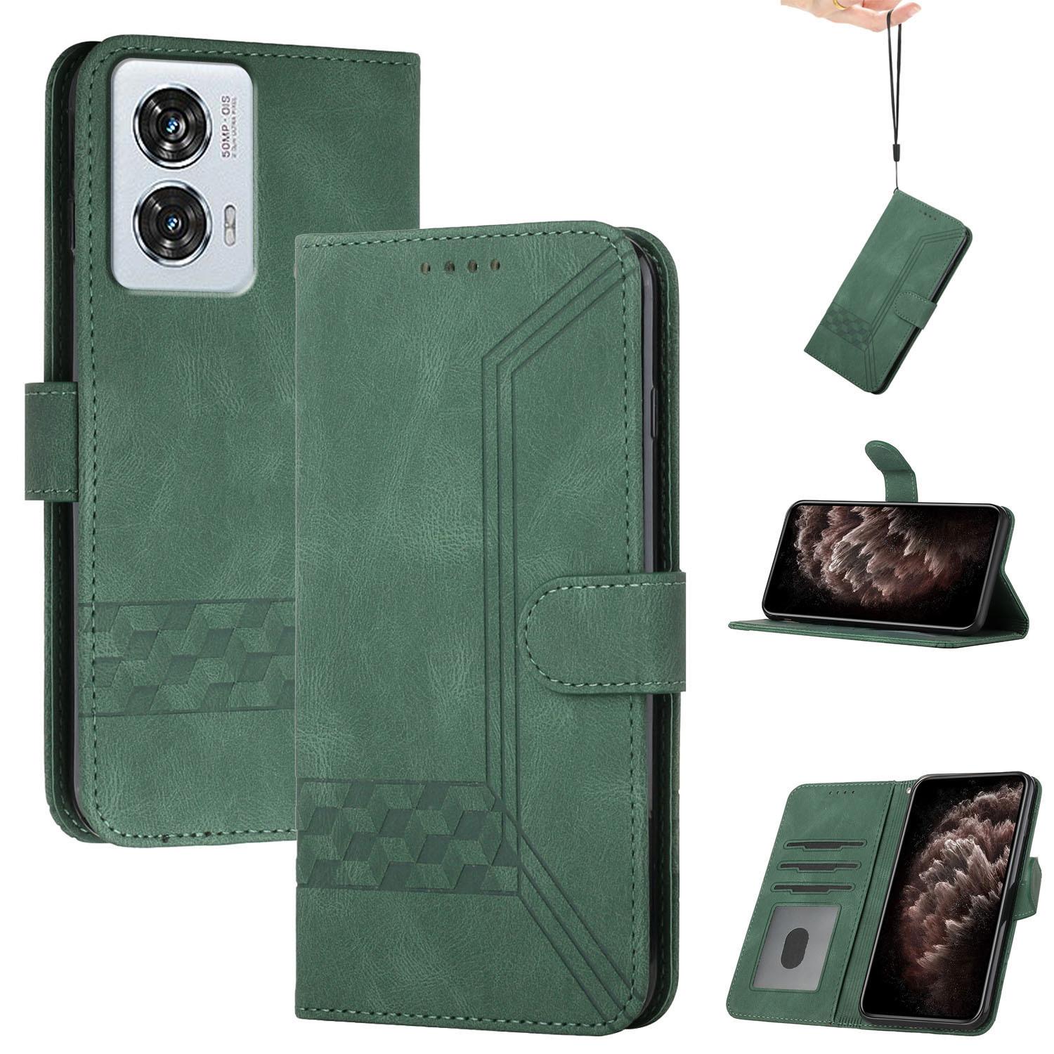 

YX0010 Series for Motorola Edge 50 Fusion 5G Case Skin-touch Phone Leather Cover Blackish Green