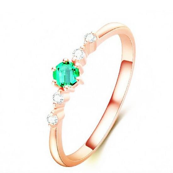 D048 Stylish Diamond-Inlaid Metal Ring - Small Fresh Copper Design for Women