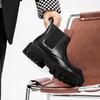 Leder-Ankle Boots für Herren Nashornhorn-Plateau-Stiefel Britische Leder-Chelsea-Boots Designer-Motorradstiefel für Herren Botas Hombre