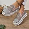 2024 New Sneakers Women Casual Shoes Fashion Rhinestone Crystal Platform Slip-on Women Flats Luxury Comfortable Women Sneakers
