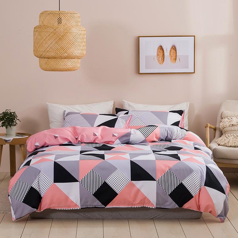 Bedding European and American Urban Striped Checkered Geometric Pattern Foreign Trade Home Textile Three-Piece Set double bed linen