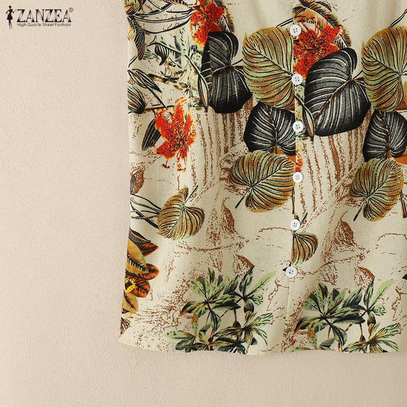 ZANZEA Women Casual V-Neck Summer Sleeveless Print Camisoles