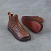 Johnature Ethnic Style Retro Soft Soled Hollow Out Boots Versatile Genuine Leather Flat Women's Sandals