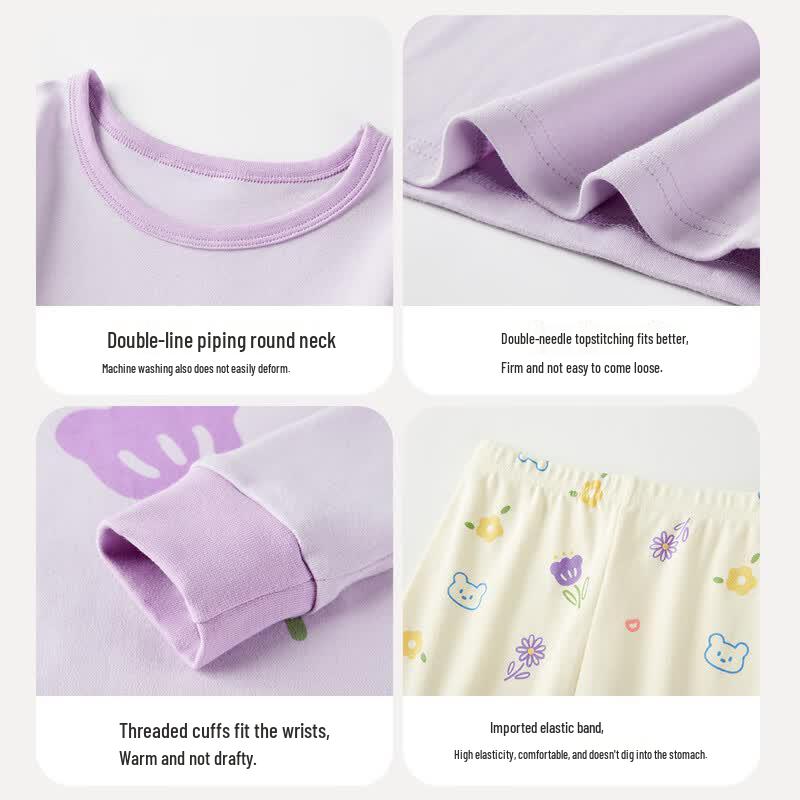 DEESHA Girls Pure Cotton Class A Thin Autumn Underwear Set