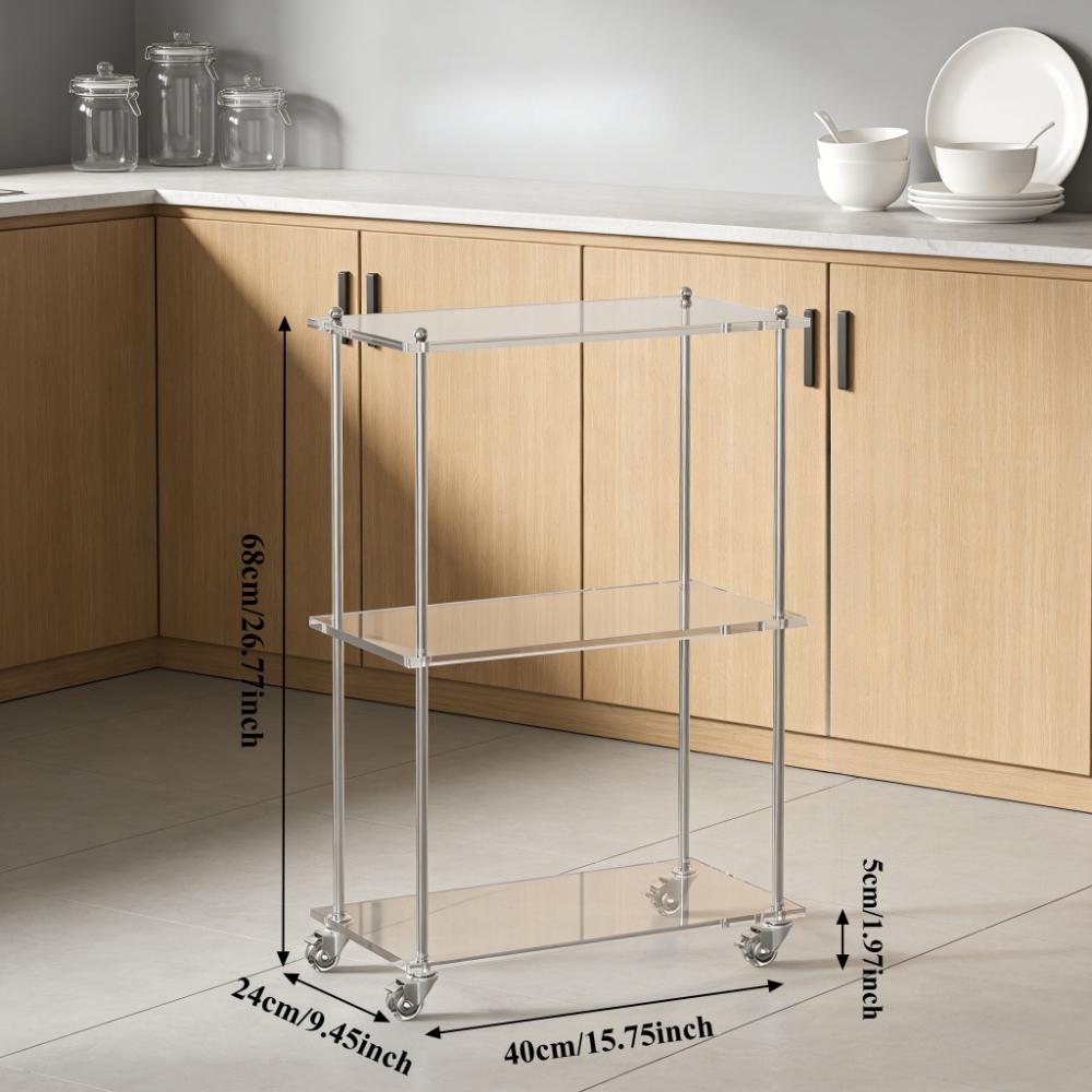 Acryl-Trolley Mobiler Wagen Rollender Lagerwagen Sofabeistelltisch Küchenaufbewahrung Bodenstehendes Lagerregal Servierwagen
